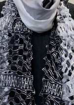 画像3: シルクオンブレ・カットワークスカーフ ”リジエール・オン・テラス（棚田)" ・モノクローム (3)